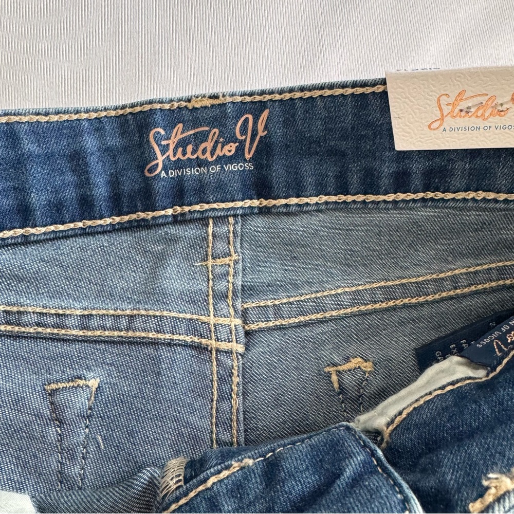 Studio V High-Waisted Denim Shorts with Bandana Scarf Belt - Girls Size 14 NWT - Picture 6 of 8